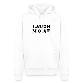 LAUGH MORE - Men’s Premium Organic Hoodie - white - Front - Nico (187cm)
