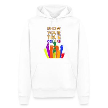 Show your true colors - Männer Premium Bio Hoodie - Weiß - Vorne - Nico (187cm)