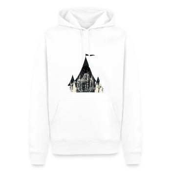 Château Château Bergfried Design Moyen Âge - Sweat à capuche Premium bio Homme - blanc - Devant - Nico (187cm)