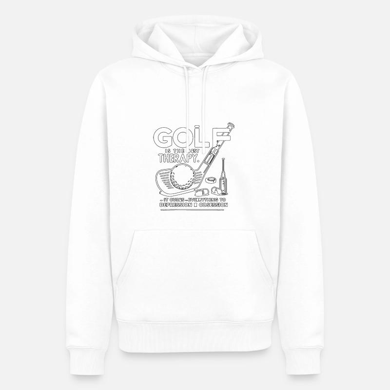 Golf Therapy Comic - Männer Premium Bio Hoodie - Weiß
