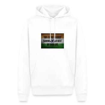 Idée cadeau des dictons sur le changement climatique - Sweat à capuche Premium bio Homme - blanc - Devant - Nico (187cm)