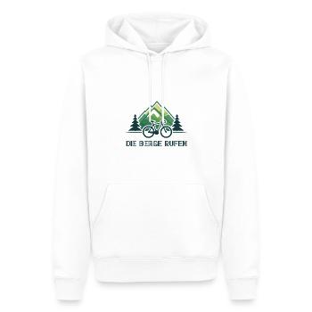Die Berge rufen - Fahrradmotiv - Männer Premium Bio Hoodie - Weiß - Vorne - Nico (187cm)