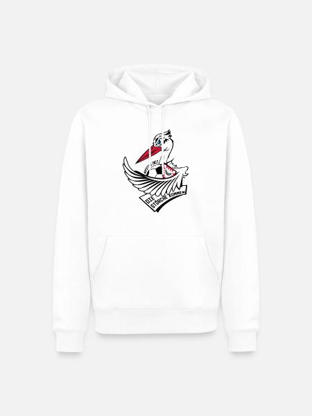 stork_mascot_white - Männer Premium Bio Hoodie - Weiß