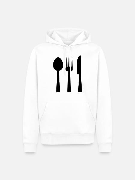 Couverts de table - Sweat à capuche Premium bio Homme - blanc