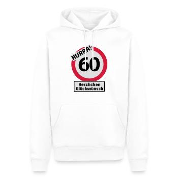 Hurrah 60 Anniversaire - Félicitations | - Sweat à capuche Premium bio Homme - blanc - Devant - Nico (187cm)