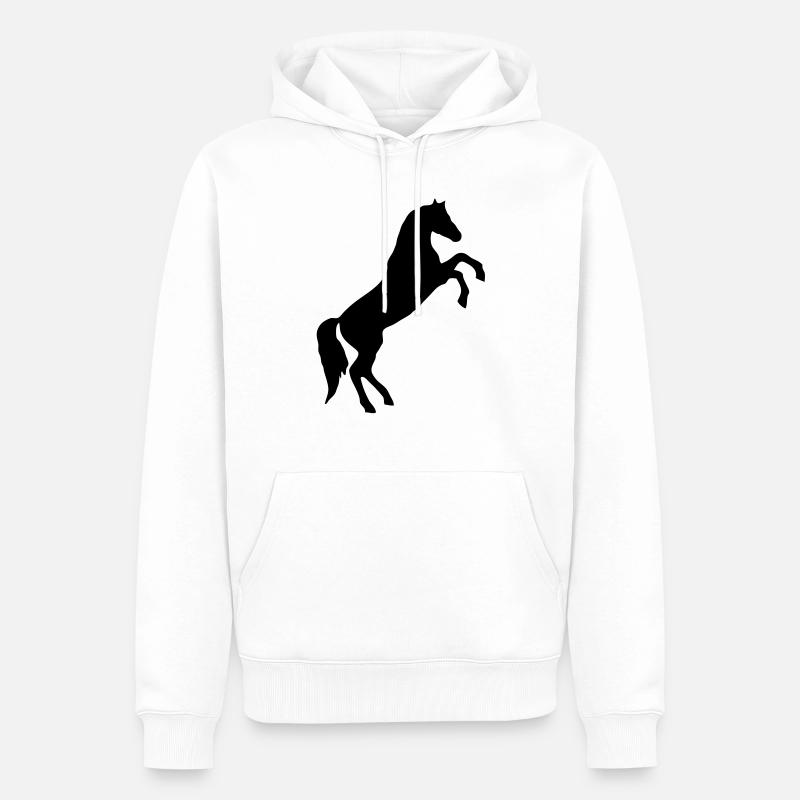 Steigendes Pferd / wildes Pferd - Männer Premium Bio Hoodie - Weiß