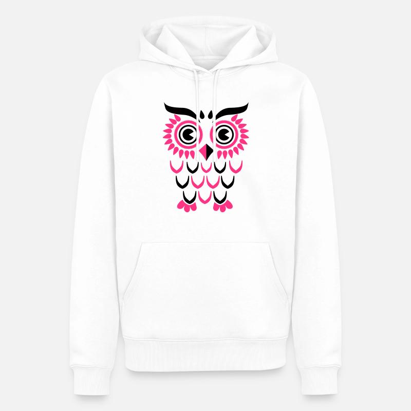 Owl Eule - Männer Premium Bio Hoodie - Weiß