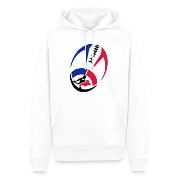 t-shirt ball - Sweat à capuche Premium bio Homme - blanc - Devant - Nico (187cm)