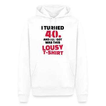 40 Anniversaire - Sweat à capuche Premium bio Homme - blanc - Devant - Nico (187cm)