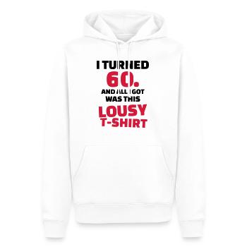 60 Anniversaire - Sweat à capuche Premium bio Homme - blanc - Devant - Nico (187cm)