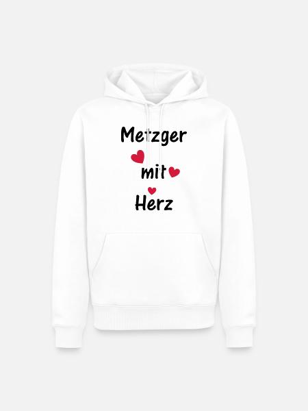 Metzger mit Herz - Männer Premium Bio Hoodie - Weiß