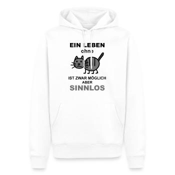 Ohne Katze - V2 - Männer Premium Bio Hoodie - Weiß - Vorne - Nico (187cm)