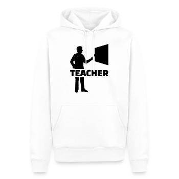 Prof - Sweat à capuche Premium bio Homme - blanc - Devant - Nico (187cm)