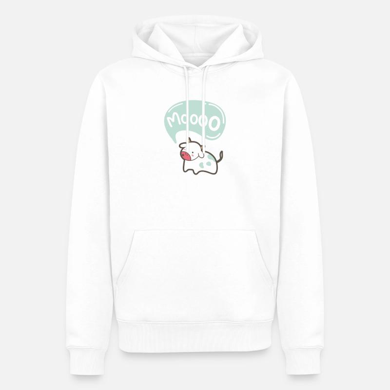 Vache moo - Sweat à capuche Premium bio Homme - blanc