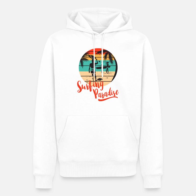 Surf, Surf, Surf, Surf, Surf - Sweat à capuche Premium bio Homme - blanc