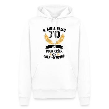 70 ans anniversaire 70 anniversaire cadeau 70 ans - Sweat à capuche Premium bio Homme - blanc - Devant - Nico (187cm)