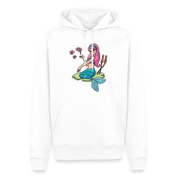 Sirène - Sweat à capuche Premium bio Homme - blanc - Devant - Nico (187cm)