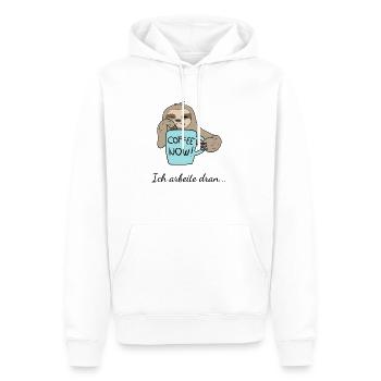 Faultier - Ich arbeite dran... - Männer Premium Bio Hoodie - Weiß - Vorne - Nico (187cm)
