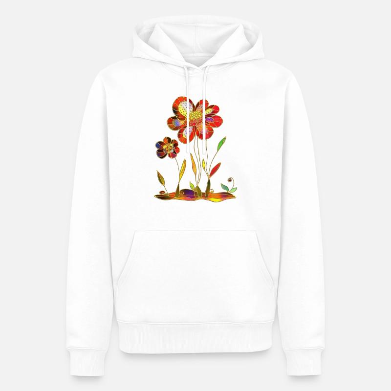 Fleur - Sweat à capuche Premium bio Homme - blanc