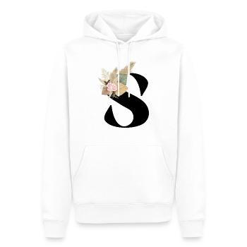 lettre S fleuris - Sweat à capuche Premium bio Homme - blanc - Devant - Nico (187cm)