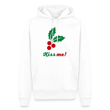 Kiss me - Christmas Design with Mistletoe - Men’s Premium Organic Hoodie - white - Front - Nico (187cm)