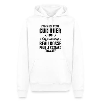 cuisinier et beau gosse / humour cuisinier - Sweat à capuche Premium bio Homme - blanc - Devant - Nico (187cm)