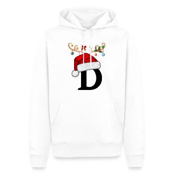 Lettre D bonnet de Noël - Sweat à capuche Premium bio Homme - blanc - Devant - Nico (187cm)