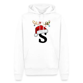 Lettre S bonnet de Noël - Sweat à capuche Premium bio Homme - blanc - Devant - Nico (187cm)