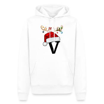 Brief V Weihnachtsmütze - Männer Premium Bio Hoodie - Weiß - Vorne - Nico (187cm)