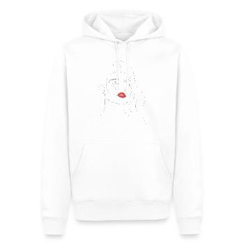 Women Line Art with Pink Lips and Flowing Hair - Men’s Premium Organic Hoodie - white - Front - Nico (187cm)