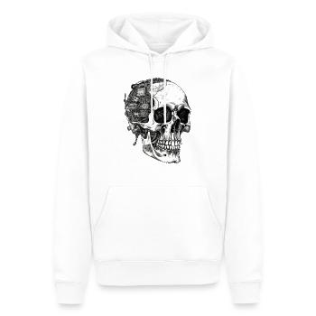 Gruseliger Machinen Totenkopf Schädel im Goth Stil - Männer Premium Bio Hoodie - Weiß - Vorne - Nico (187cm)