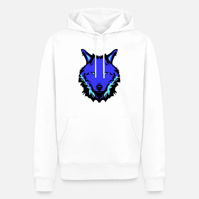 loup - Sweat à capuche Premium bio Homme - blanc