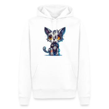 Cyborg kitten - Men’s Premium Organic Hoodie - white - Front - Nico (187cm)