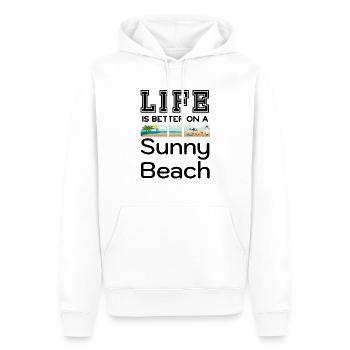 Am sonnigen Strand lässt es sich besser leben - Männer Premium Bio Hoodie - Weiß - Vorne - Nico (187cm)