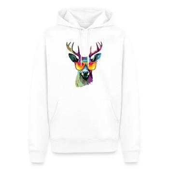 Jack le cerf à lunettes - Sweat à capuche Premium bio Homme - blanc - Devant - Nico (187cm)