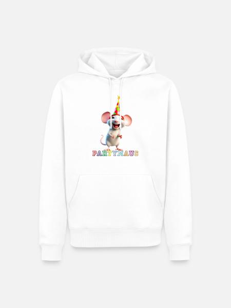 Partymaus - Männer Premium Bio Hoodie - Weiß