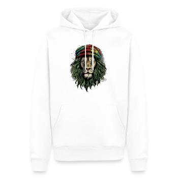 Jah rasta lion - Sweat à capuche Premium bio Homme - blanc - Devant - Nico (187cm)