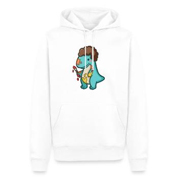 Hugadino artiste Dino, Dinosaure mignon - Sweat à capuche Premium bio Homme - blanc - Devant - Nico (187cm)