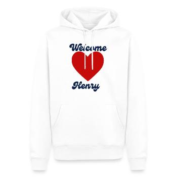 Henry willkommen - Männer Premium Bio Hoodie - Weiß - Vorne - Nico (187cm)