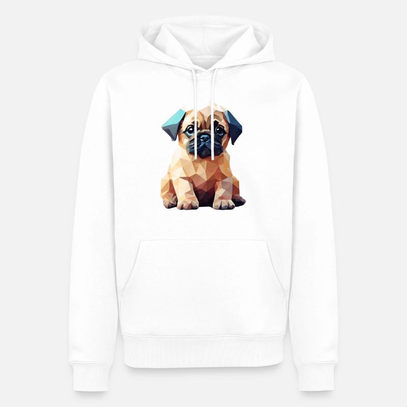 Chiot carlin dans l’art - Sweat à capuche Premium bio Homme - blanc