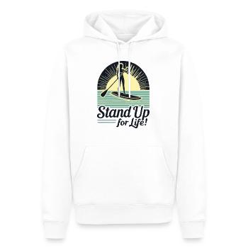 stand up paddling for life Stehpaddlerin - Männer Premium Bio Hoodie - Weiß - Vorne - Nico (187cm)