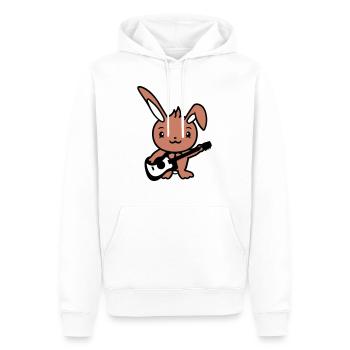 Rabbit Bunny joue Guitare mignonne Musique Guitariste - Sweat à capuche Premium bio Homme - blanc - Devant - Nico (187cm)