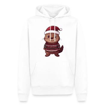 Noël du castor - Sweat à capuche Premium bio Homme - blanc - Devant - Nico (187cm)
