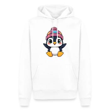 Pingouin charmant avec bonnet rose et pois - Sweat à capuche Premium bio Homme - blanc - Devant - Nico (187cm)
