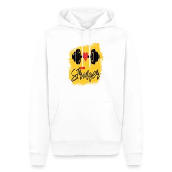 stronger, GYM, fitness - Sweat à capuche Premium bio Homme - blanc - Devant - Nico (187cm)