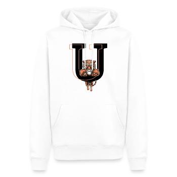 Buchstabe u Tiger - Geschenkidee - Männer Premium Bio Hoodie - Weiß - Vorne - Nico (187cm)