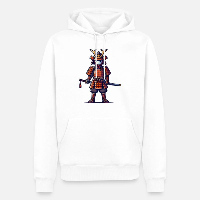 Samurai Comic - Männer Premium Bio Hoodie - Weiß