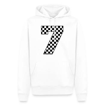 Numéro 7 à carreaux - Sweat à capuche Premium bio Homme - blanc - Devant - Nico (187cm)