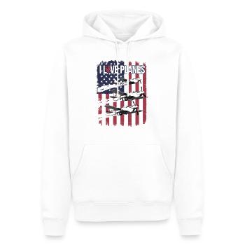 vintage Classic P 51 Flight - Men’s Premium Organic Hoodie - white - Front - Nico (187cm)