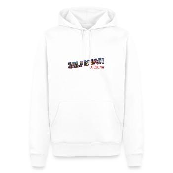 Ville de Seligman, Arizona, road 66 USA - Sweat à capuche Premium bio Homme - blanc - Devant - Nico (187cm)